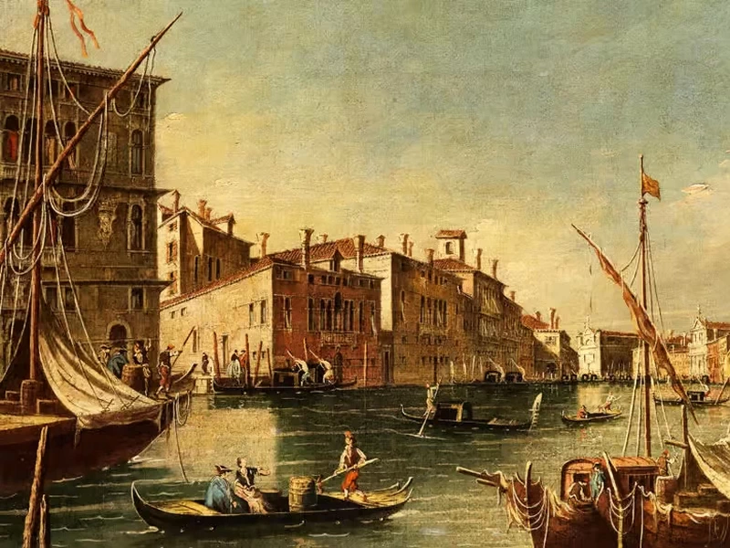 Veduta del Canal Grande con le chiese di S. Geremia e santa Lucia - dettaglio 2